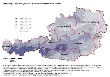 Durchschnittliche Temperatur im Jänner in der Vergangenheit (Ø1991-2000)